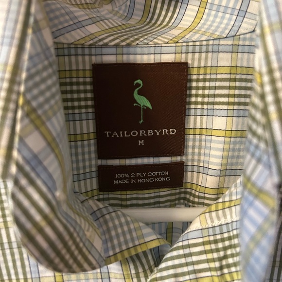 Tailorbyrd Green and Blue Casual Button Down Shirt - Picture 1 of 2